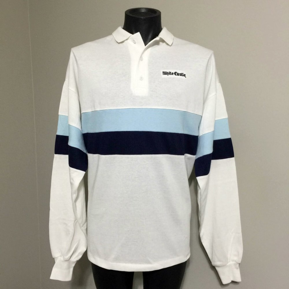 NOS Vintage WHITE CASTLE Burger Diner Rugby Polo Shirt 2XL Union Made In The USA